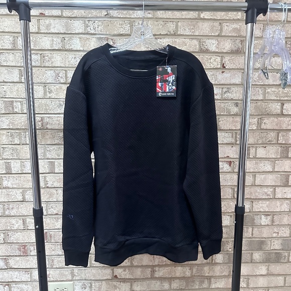 NEW WOMEN'S BLACK WAFFLE CREWNECK PULLOVER - XL - Picture 1 of 3